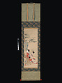 The Brine Maiden Matsukaze, Nishimura Shigenobu (Japanese, active 1729–39), Hanging scroll; ink and color on paper, Japan