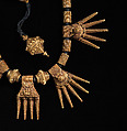 Marriage Necklace (Thali), Gold strung on black thread, India (Tamil Nadu, Chetiar)