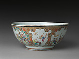 Bowl with acrobatic performance, Porcelain painted with overglaze polychrome enamels (Jingdezhen ware), China