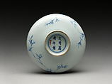 Dish with a scholar writing on a snowy night, Porcelain painted in underglaze cobalt blue (Jingdezhen ware), China
