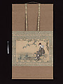 Woman Cooling Herself, Utagawa Toyohiro (Japanese, 1763–1828), Hanging scroll; ink and color on silk, Japan