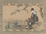 Woman Cooling Herself, Utagawa Toyohiro (Japanese, 1763–1828), Hanging scroll; ink and color on silk, Japan