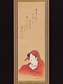 Courtesan as Daruma, Attributed to Utagawa Toyoharu (Japanese, 1735–1814), Hanging scroll; ink and color on paper, Japan