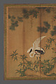 Crane, pine, and rock, Chen Zhaofeng (Chinese, active late 19th century), Set of four hanging scrolls mounted on a Japanese bi-fold screen; ink and color on silk, China