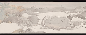 The Virtuous Being, Hao Liang (Chinese, born 1983), Handscroll; ink and color on silk, plus research materials of mixed media, China