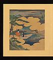 Scenes and Calligraphic Excerpts from The Tale of Genji, Tosa School, Shikishi (poetry cards) mounted in an orihon album; calligraphies: ink on decorated paper; paintings: ink, color, and gold on paper, Japan