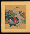 Scenes and Calligraphic Excerpts from The Tale of Genji, Tosa School, Shikishi (poetry cards) mounted in an orihon album; calligraphies: ink on decorated paper; paintings: ink, color, and gold on paper, Japan