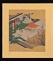 Scenes and Calligraphic Excerpts from The Tale of Genji, Tosa School, Shikishi (poetry cards) mounted in an orihon album; calligraphies: ink on decorated paper; paintings: ink, color, and gold on paper, Japan