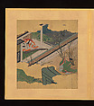 Scenes and Calligraphic Excerpts from The Tale of Genji, Tosa School, Shikishi (poetry cards) mounted in an orihon album; calligraphies: ink on decorated paper; paintings: ink, color, and gold on paper, Japan