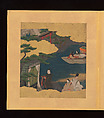 Scenes and Calligraphic Excerpts from The Tale of Genji, Tosa School, Shikishi (poetry cards) mounted in an orihon album; calligraphies: ink on decorated paper; paintings: ink, color, and gold on paper, Japan
