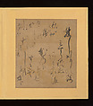 Scenes and Calligraphic Excerpts from The Tale of Genji, Tosa School, Shikishi (poetry cards) mounted in an orihon album; calligraphies: ink on decorated paper; paintings: ink, color, and gold on paper, Japan