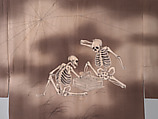 Man's Under-kimono (Nagajuban) with Skeletons, Plain-weave crepe silk with paste-resist dyeing, Japan