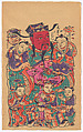 New Year Picture of Door God with Five Children (paired with CP380, left), Unidentified artist(s), Chinese, early 20th century, Woodblock print; ink and color on paper, China
