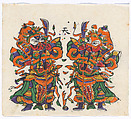 New Year Picture of Door God with Knife-mounted Pole, Unidentified artist(s), Chinese, early 20th century, Polychrome woodblock print; ink and color on paper, China