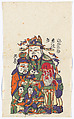 New Year Picture of Door Gods of Fortune, Emolument, and Longevity (paired with CP392, right), Unidentified artist(s) , Chinese, early 20th century, Polychrome woodblock print; ink and color on paper, China