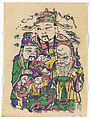 New Year Picture of Door Gods of Fortune, Emolument, and Longevity (paired with CP464, right), Unidentified artist(s), early 20th century, Woodblock print; ink and color on paper, China