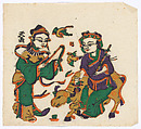 New Year Picture of The Herdboy (right one of a pair), Unidentified artist(s) , early 20th century, Polychrome woodblock print; ink and color on paper, China