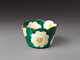 Set of Five Camellia-Shaped Side Dishes (Mukōzuke) with Camellia Patterns, Workshop of Ogata Kenzan (Japanese, 1663–1743), Stoneware with white slip and polychrome overglaze enamels (Kenzan ware), Japan