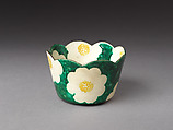 Set of Five Camellia-Shaped Side Dishes (Mukōzuke) with Camellia Patterns, Workshop of Ogata Kenzan (Japanese, 1663–1743), Stoneware with white slip and polychrome overglaze enamels (Kenzan ware), Japan