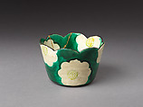 Set of Five Camellia-Shaped Side Dishes (Mukōzuke) with Camellia Patterns, Workshop of Ogata Kenzan (Japanese, 1663–1743), Stoneware with white slip and polychrome overglaze enamels (Kenzan ware), Japan