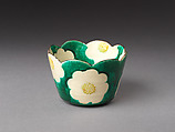 Set of Five Camellia-Shaped Side Dishes (Mukōzuke) with Camellia Patterns, Workshop of Ogata Kenzan (Japanese, 1663–1743), Stoneware with white slip and polychrome overglaze enamels (Kenzan ware), Japan