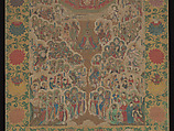 Thousand-Armed, Thousand-Eyed Guanyin, Zhou Bangzhang (Chinese, active early 17th century), Hanging scroll; ink and color on silk with painted border, China