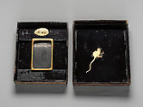 Writing Box (Suzuribako) with Mice and Fan, School of Ogawa Haritsu (Ritsuō) (Japanese, 1663–1747), Lacquered wood with gold, silver, green hiramaki-e, gold and silver foil application, ceramic, ivory, and pewter inlays, Japan
