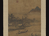 Rustic retreat among fishermen, Zhou Wenjing (Chinese, active ca. 1430–after 1463), Hanging scroll; ink and color on silk, China