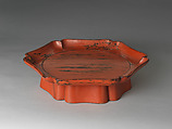 Flower-Shaped Tray (Rinka-bon), Wood with black and red lacquer layers (Negoro ware), Japan