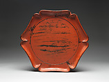 Flower-Shaped Tray (Rinka-bon), Wood with black and red lacquer layers (Negoro ware), Japan