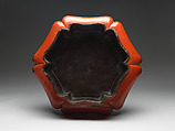 Flower-Shaped Tray (Rinka-bon), Wood with black and red lacquer layers (Negoro ware), Japan