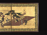 Festive Dancing at a Samurai Residence (Fūryū odori zu byōbu), Unidentified artist, Four-panel folding screen; ink and color on paper, Japan