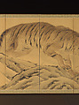 Tiger, Tigress and Cub, Kishi Chikudō (Japanese, 1826–1897), Pair of six-panel folding screens; ink and color on silk, Japan
