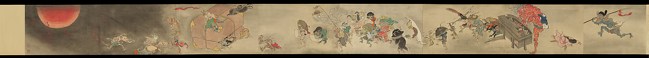 Copy of Night Parade of One Hundred Demons from the Shinjuan Collection, Mochizuki Gyokusen (Japanese, 1692–1755), Handscroll; ink and color on paper, Japan
