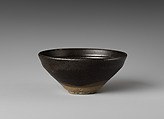 Tea bowl with plum decoration, Stoneware with painted decoration on dark glaze (Jizhou ware), China
