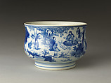 Censer decorated with the Seven Sages of the Bamboo Grove, Porcelain painted in underglaze cobalt blue (Jingdezhen ware), China