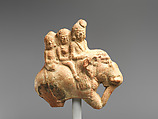 Figures Riding an Elephant, Terracotta, India (Uttar Pradesh, Kaushambi)