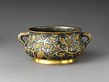 Incense burner with floral pattern, Copper alloy with parcel-gilding, China