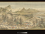The Kangxi Emperor's Southern Inspection Tour, Scroll Three: Ji'nan to Mount Tai, Wang Hui (Chinese, 1632–1717) and assistants, Handscroll; ink and color on silk, China