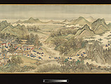The Kangxi Emperor's Southern Inspection Tour, Scroll Three: Ji'nan to Mount Tai, Wang Hui (Chinese, 1632–1717) and assistants, Handscroll; ink and color on silk, China