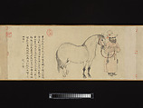 Grooms and horses, Zhao Mengfu (Chinese, 1254–1322), Handscroll; ink and color on paper, China