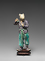Zodiac figure: goat, Biscuit porcelain with turquoise and purple glazes, China