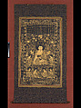 Śikhin, one of the Buddhas of the past, Unidentified artists (late 18th century), Gold on indigo-dyed paper, China