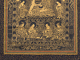 Śikhin, one of the Buddhas of the past, Unidentified artists (late 18th century), Gold on indigo-dyed paper, China