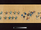 Daimyo Procession to Edo, Hishikawa School, Handscroll; ink, color, and gold on silk, Japan