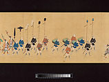 Daimyo Procession to Edo, Hishikawa School, Handscroll; ink, color, and gold on silk, Japan