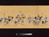 Daimyo Procession to Edo, Hishikawa School, Handscroll; ink, color, and gold on silk, Japan