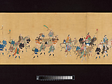 Daimyo Procession to Edo, Hishikawa School, Handscroll; ink, color, and gold on silk, Japan