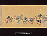 Daimyo Procession to Edo, Hishikawa School, Handscroll; ink, color, and gold on silk, Japan