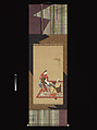 Samurai and Wakashu (Male Youth), Miyagawa Isshō (Japanese, 1689–1780), Hanging scroll; ink and color on silk, Japan
